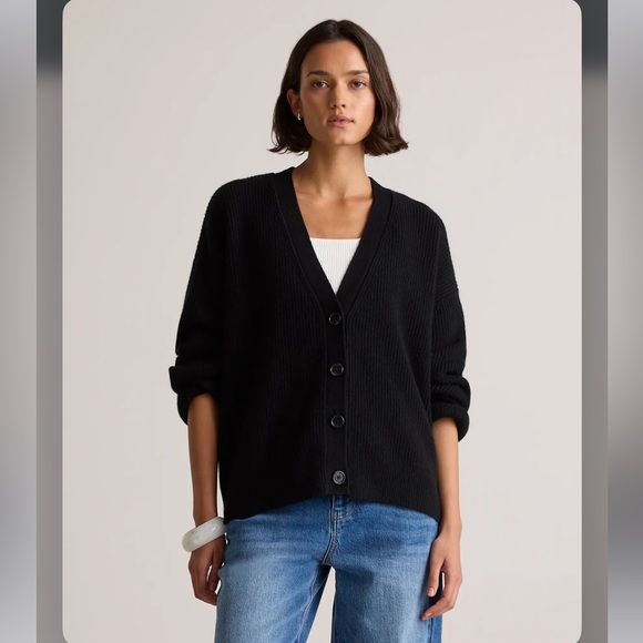 Quince Mongolian Cashmere Fisherman Boxy Cropped Cardigan Sweater - Picture 1 of 11
